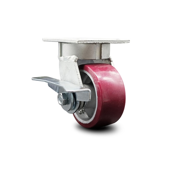 4 Inch Kingpinless Poly on Aluminum Wheel Swivel Caster with Brake SCC